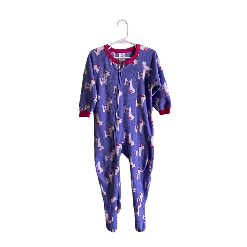 Gerber Purple Goat Fleece Kids Onesie Zipper Pajamas for Girl | Size 3T